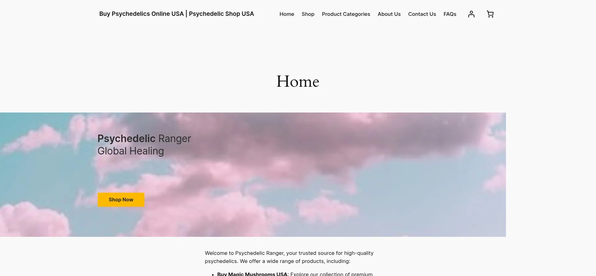 Website screenshot of Psychedelicranger.com