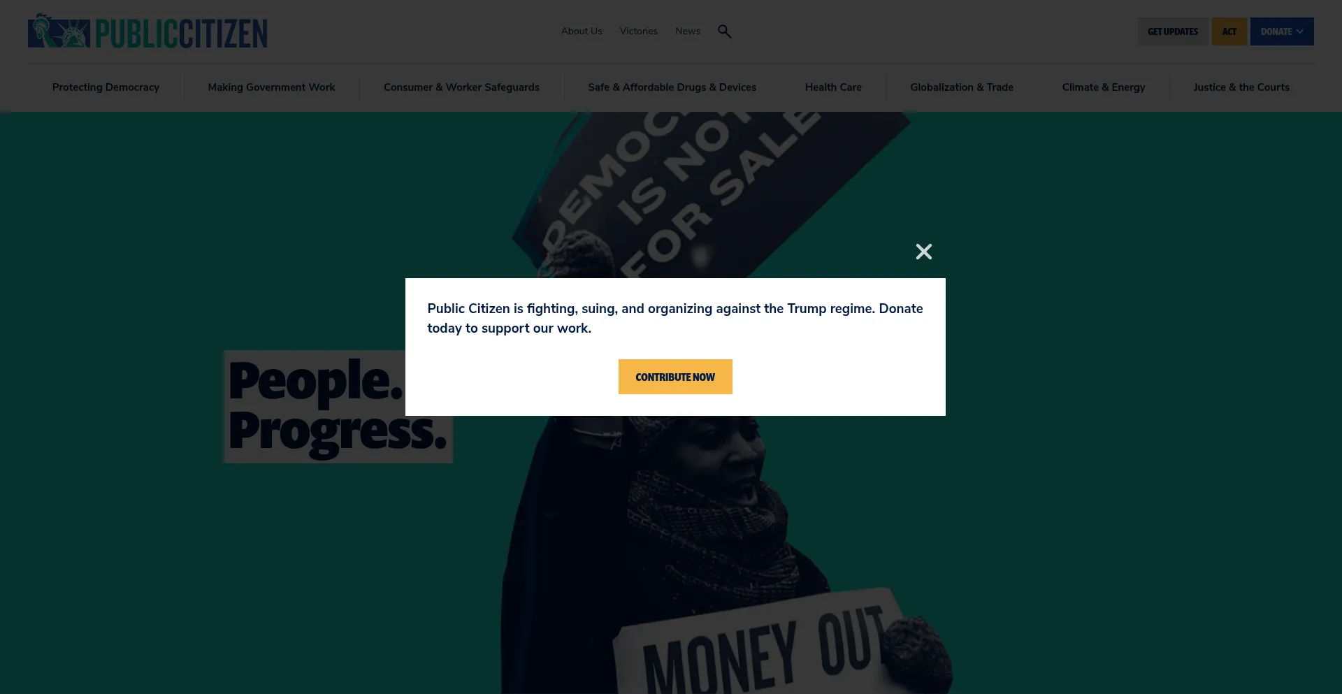 Website screenshot of Publiccitizen.org