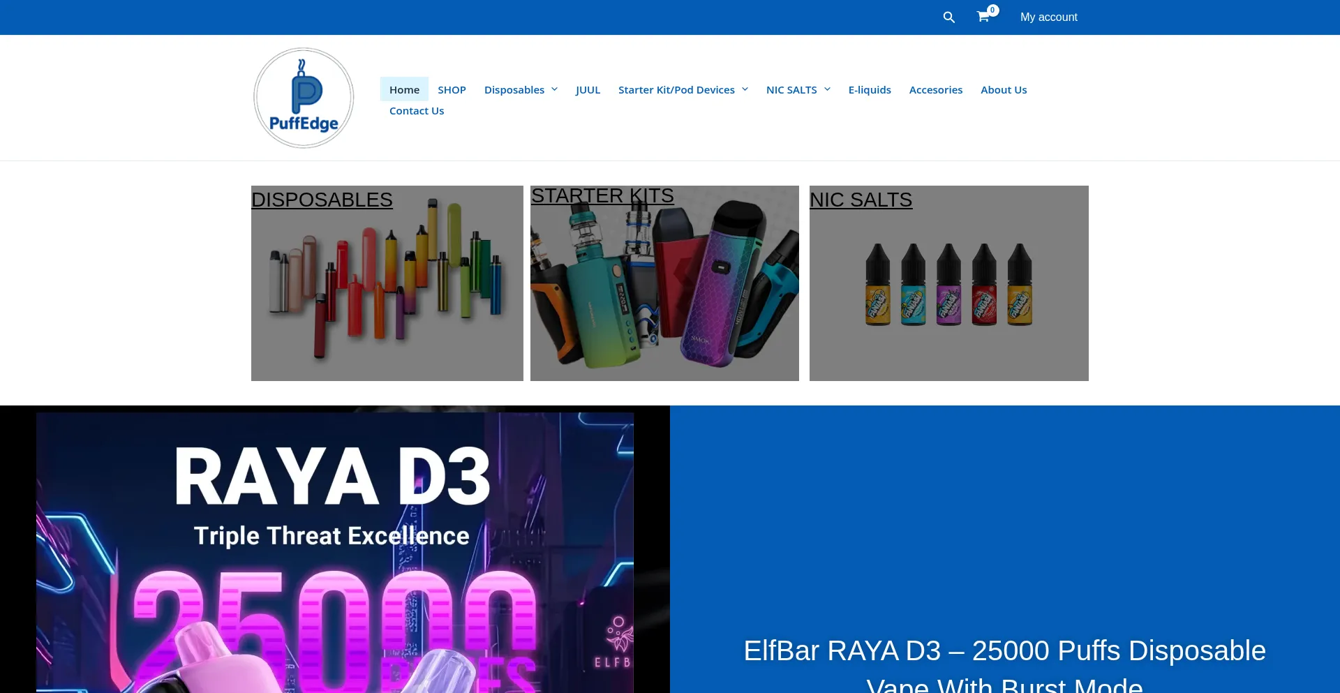 Website screenshot of Puffedge.com