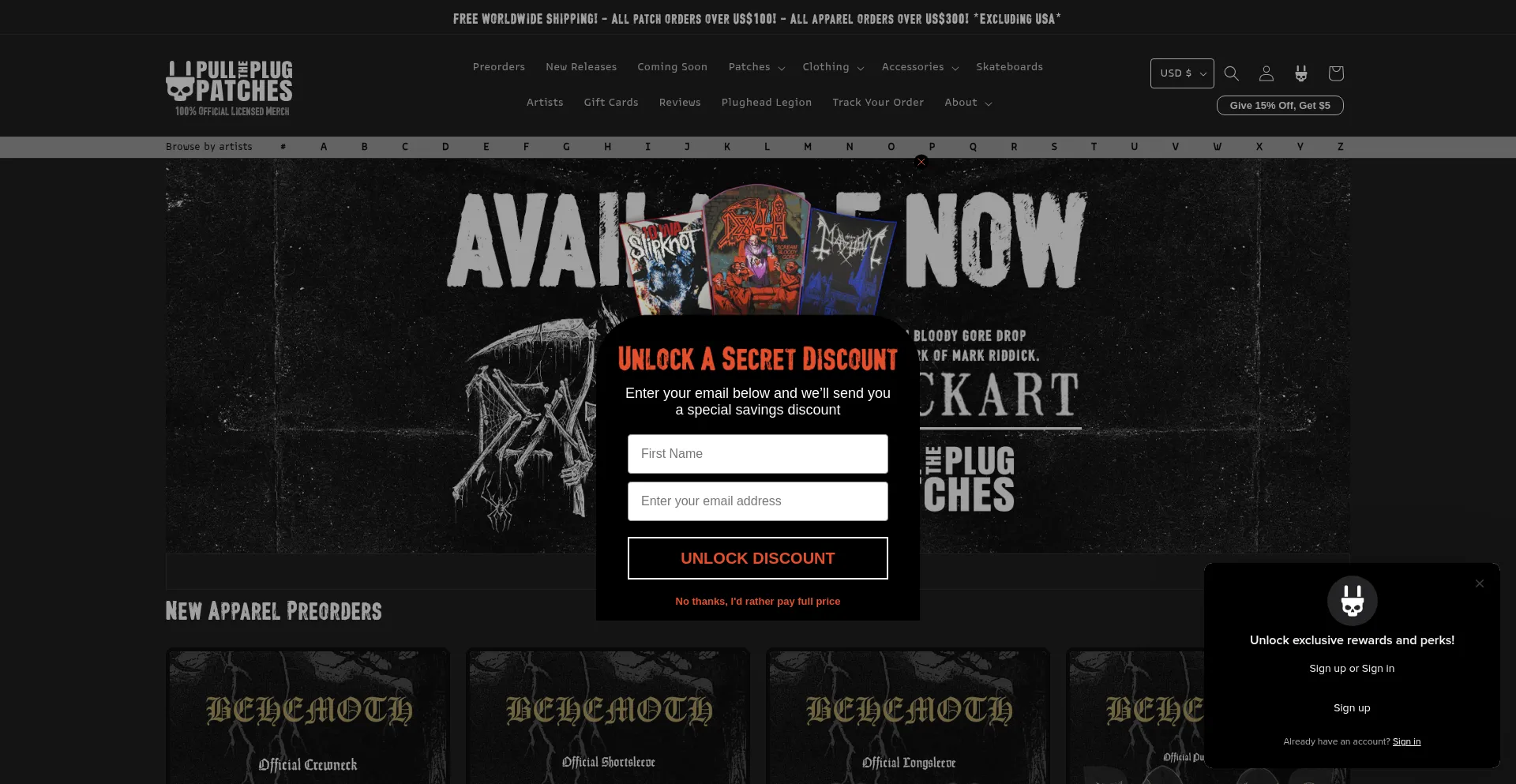 Website screenshot of Pulltheplugpatches.com