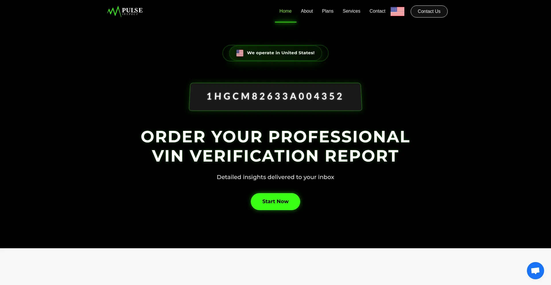 Website screenshot of Pulseinspect.com