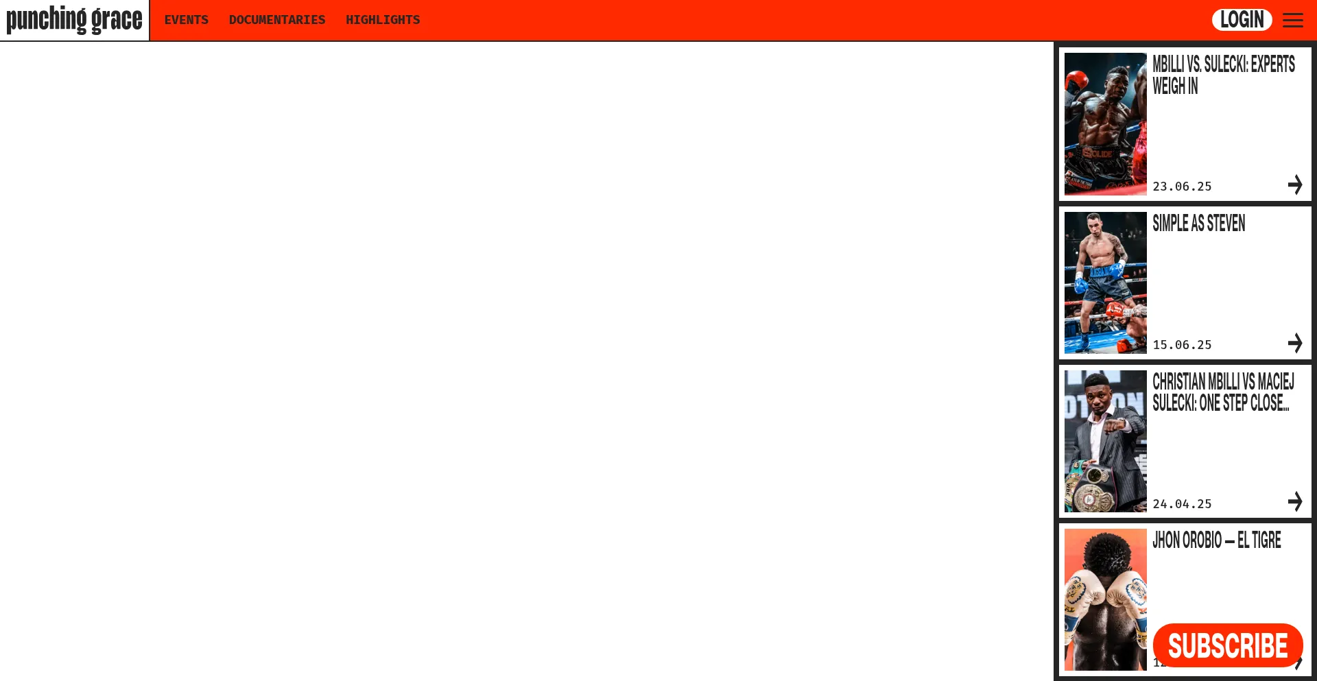 Website screenshot of Punchinggrace.com