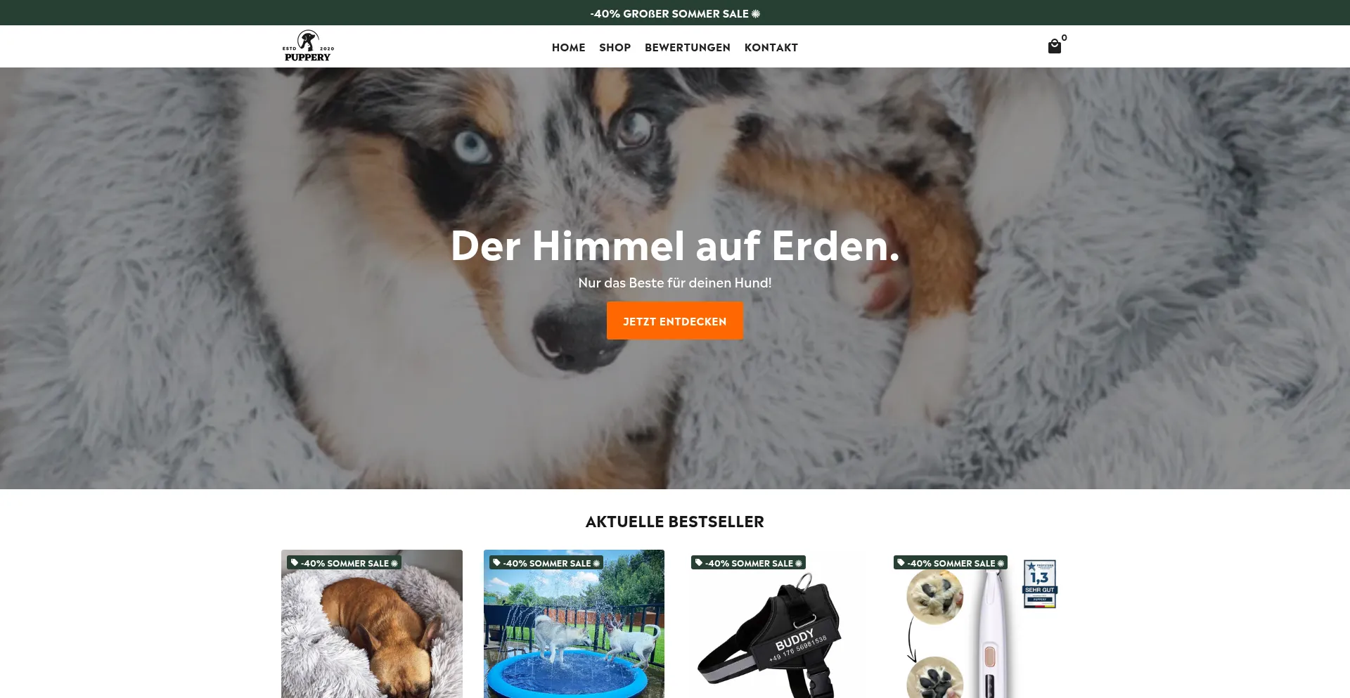 Website screenshot of Puppery.de