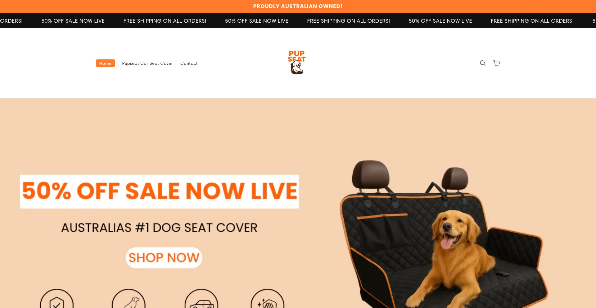 Website screenshot of Pupseatofficial.com