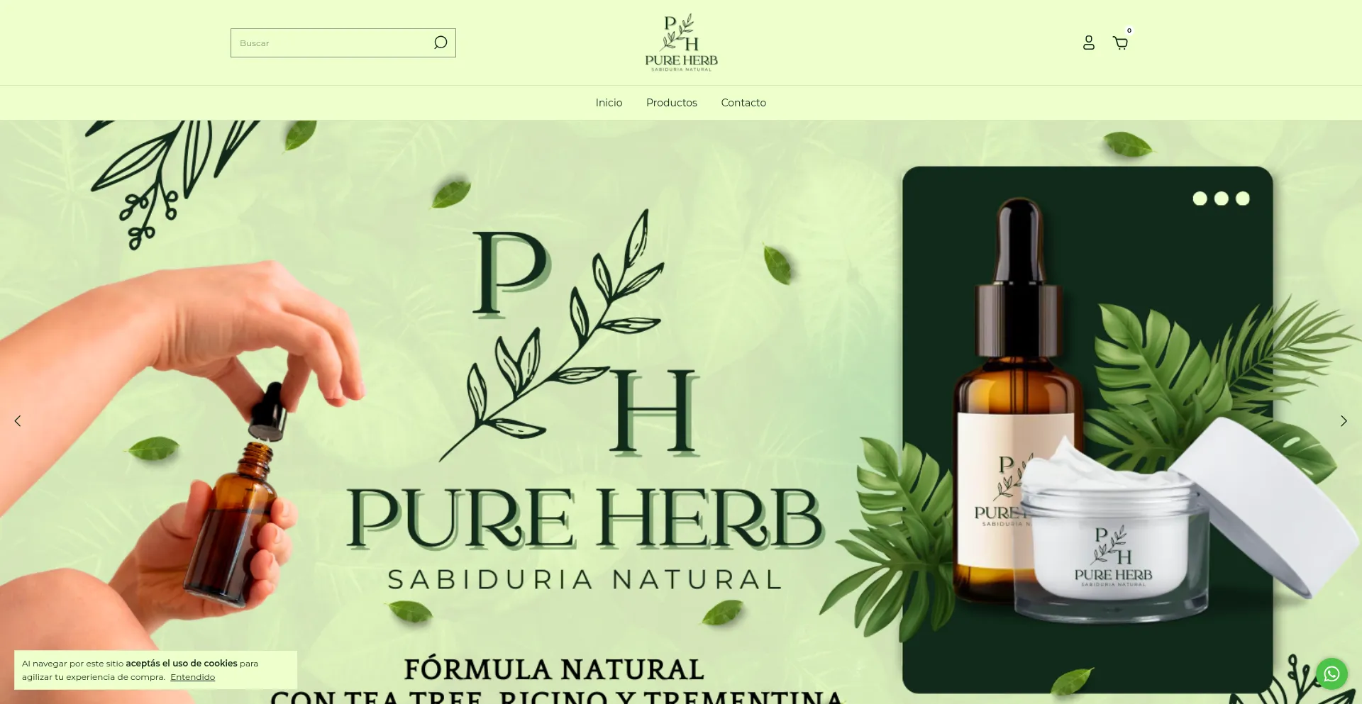 Website screenshot of Pureherb.com.ar