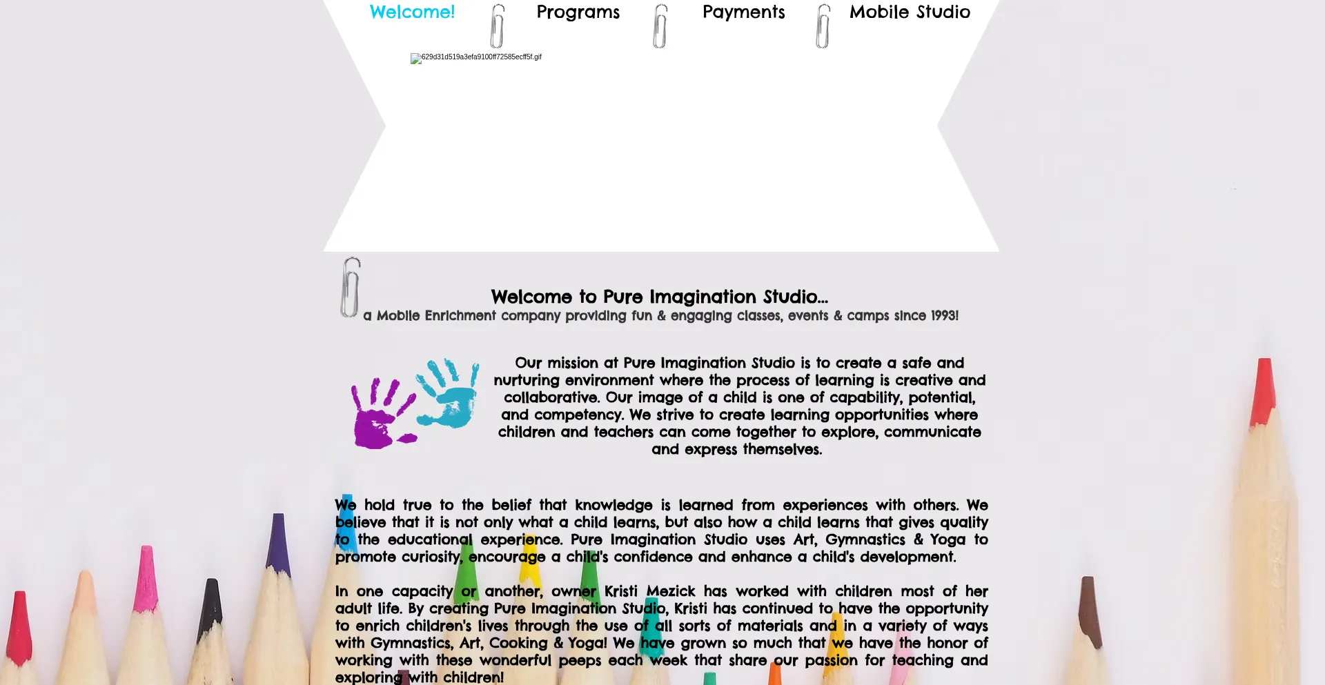 Website screenshot of Pureimaginationonline.com