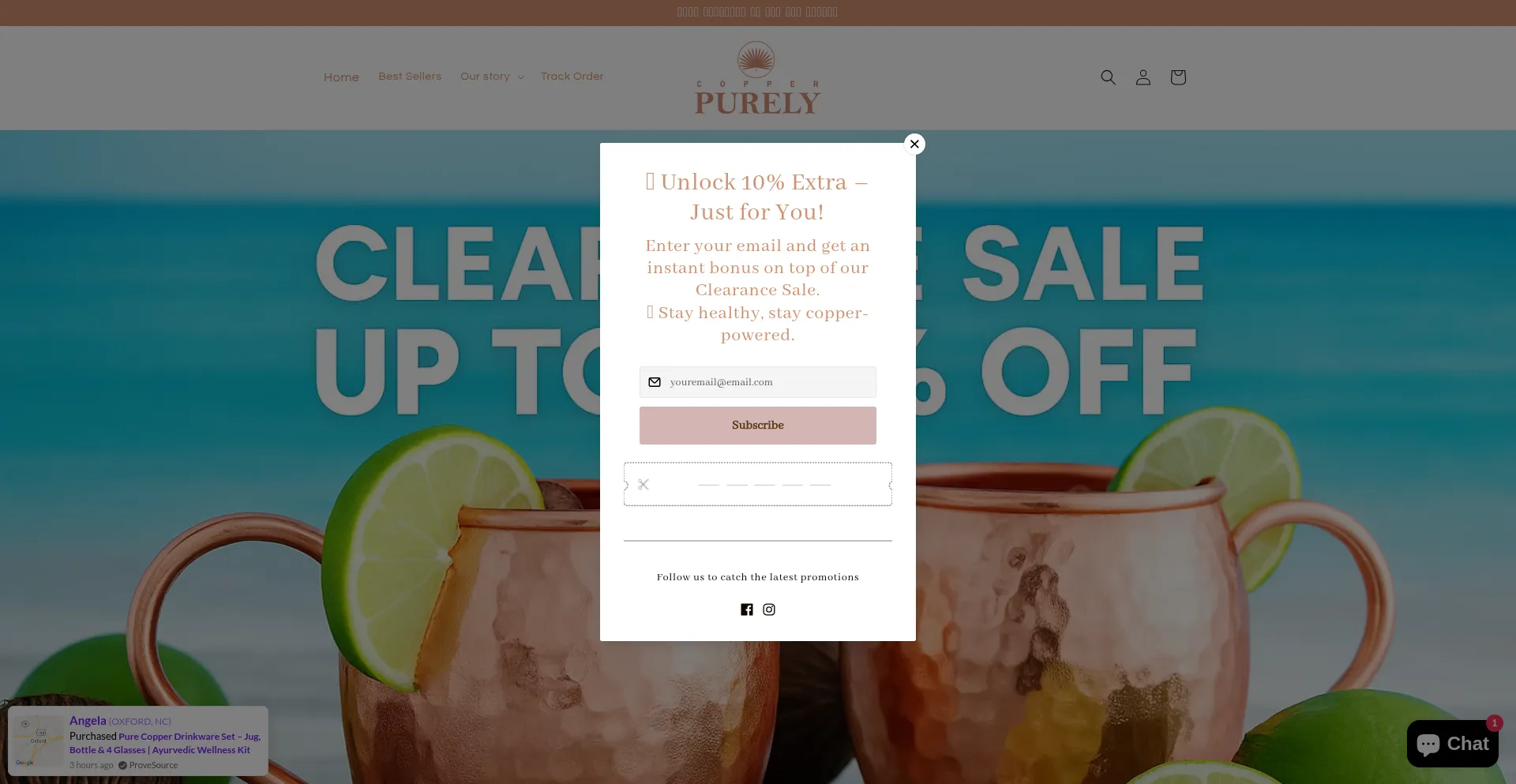 Website screenshot of Purelycopper.com