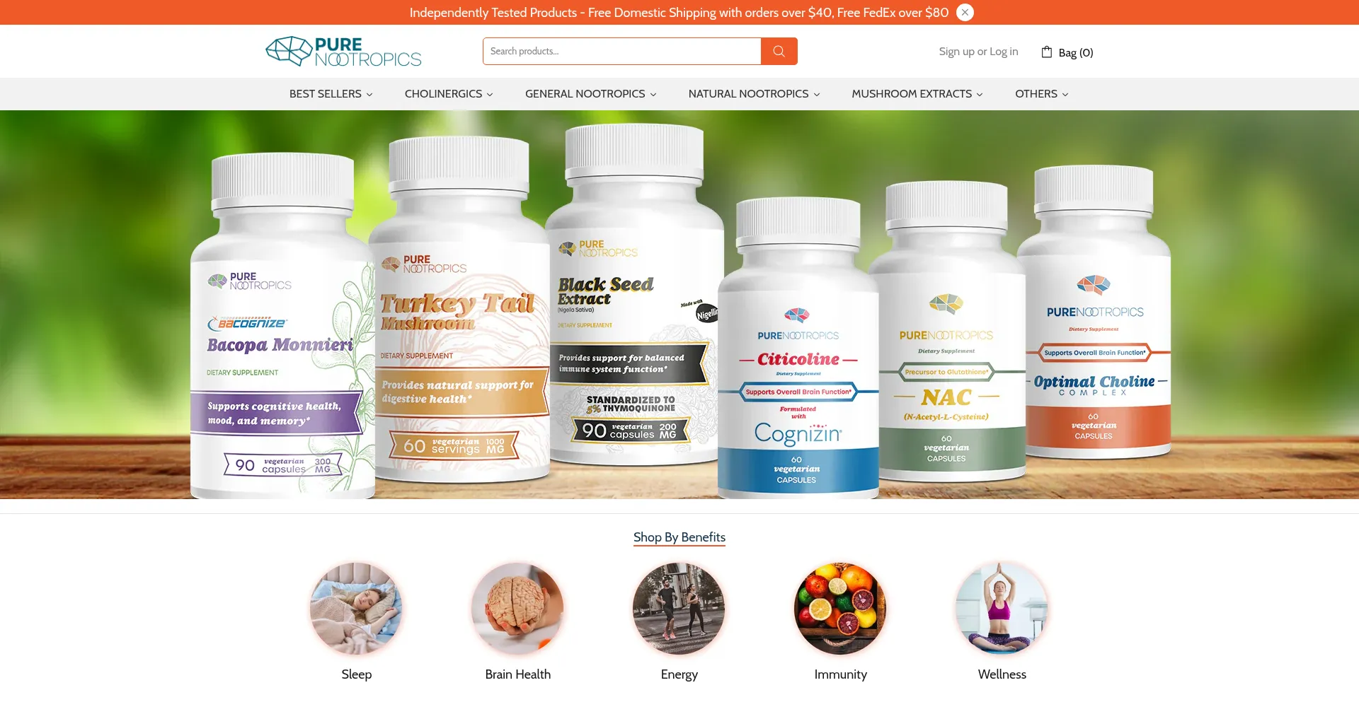 Website screenshot of Purenootropics.net