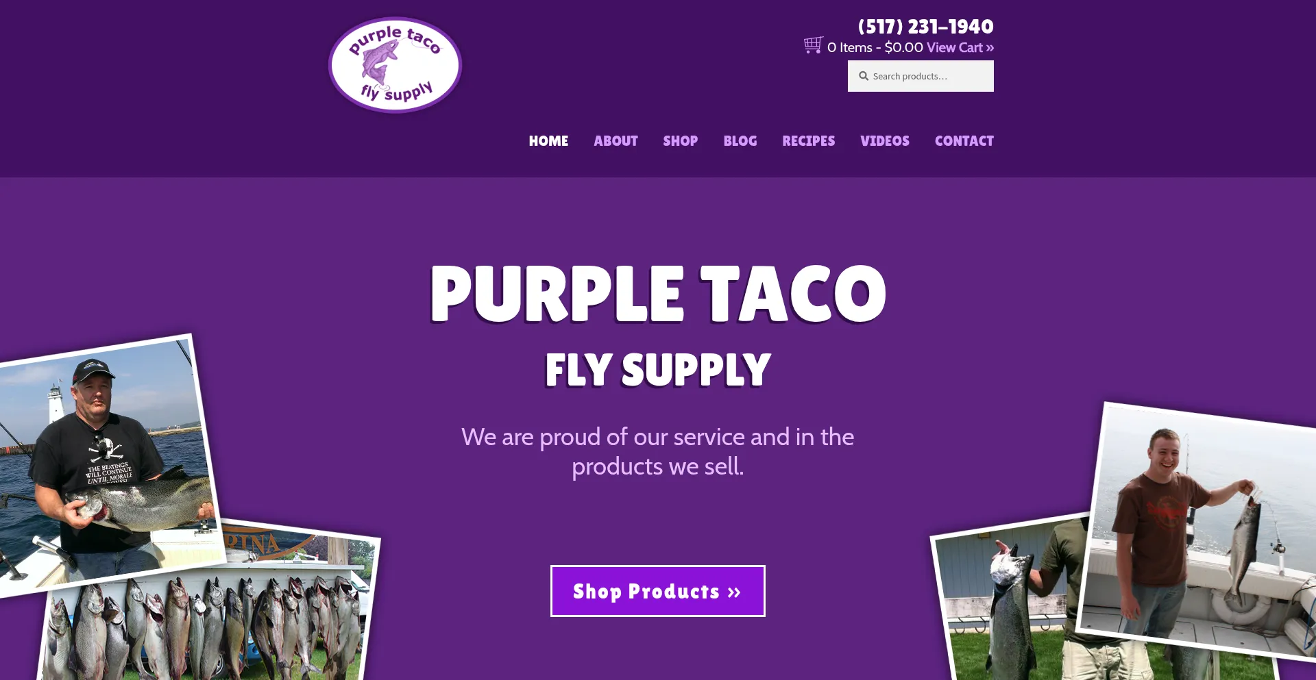 Website screenshot of Purpletacoflysupply.com