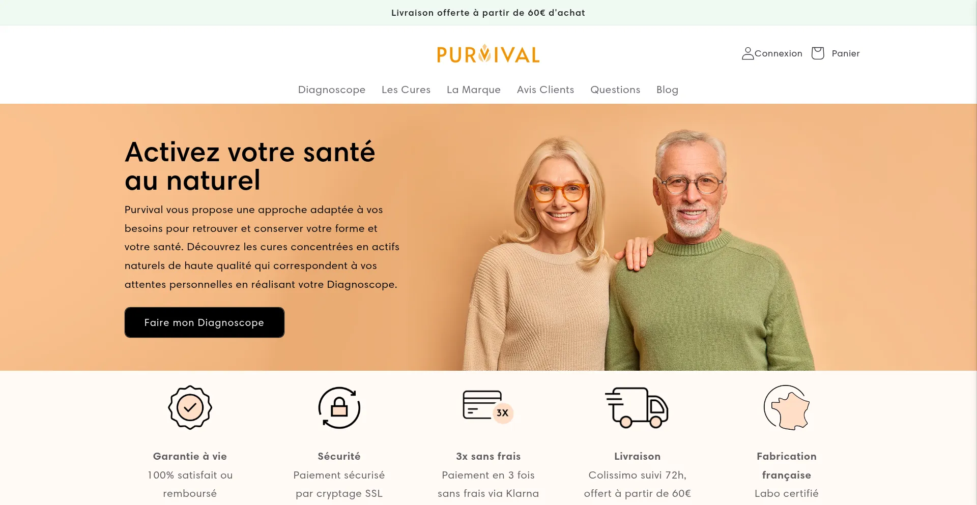 Website screenshot of Purvival.com