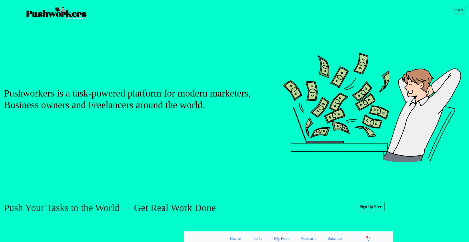 Website screenshot of Pushworkers.com