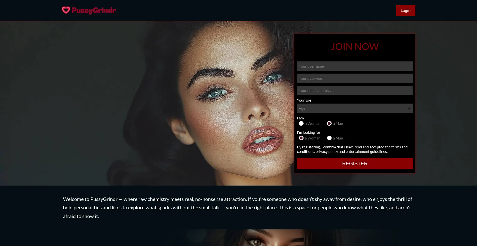 Pussygrindr.com Screenshot