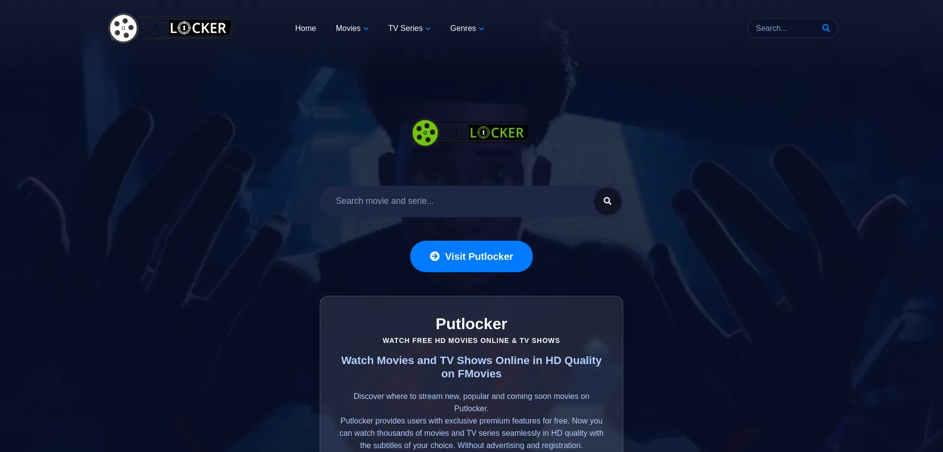 Website screenshot of Putlocker.farm