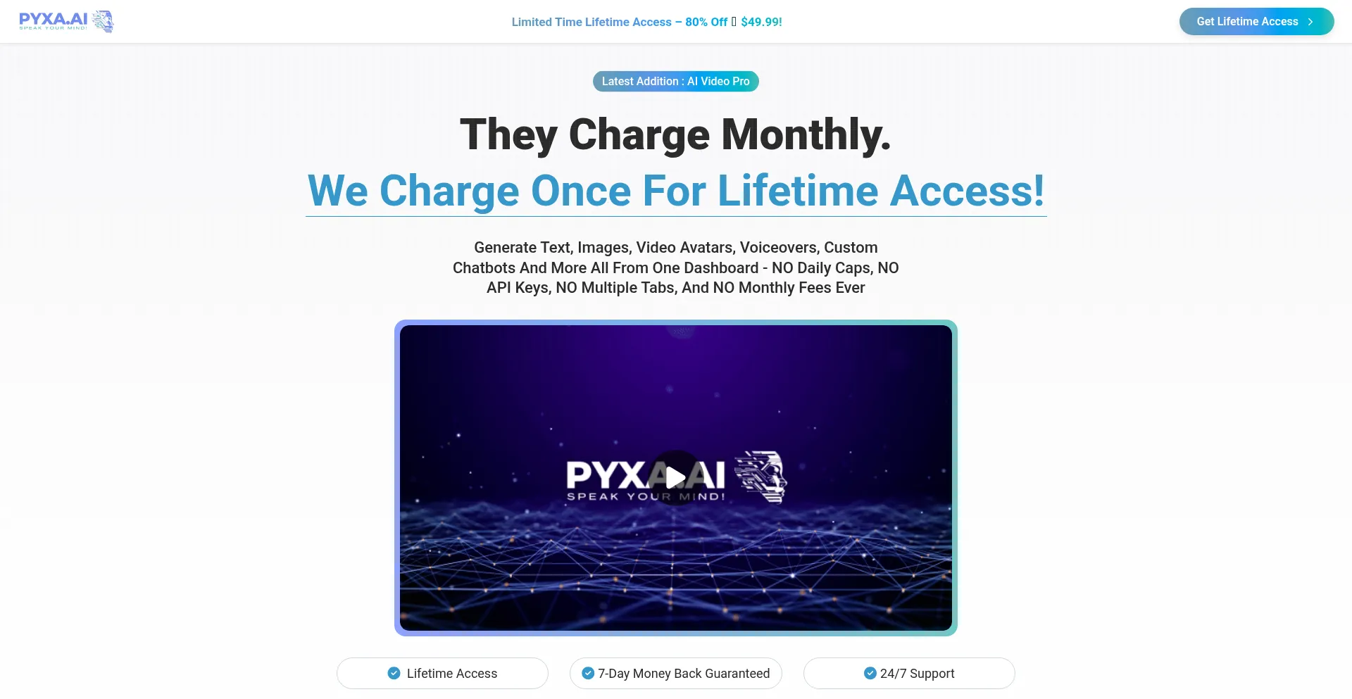 Website screenshot of Pyxa.ai