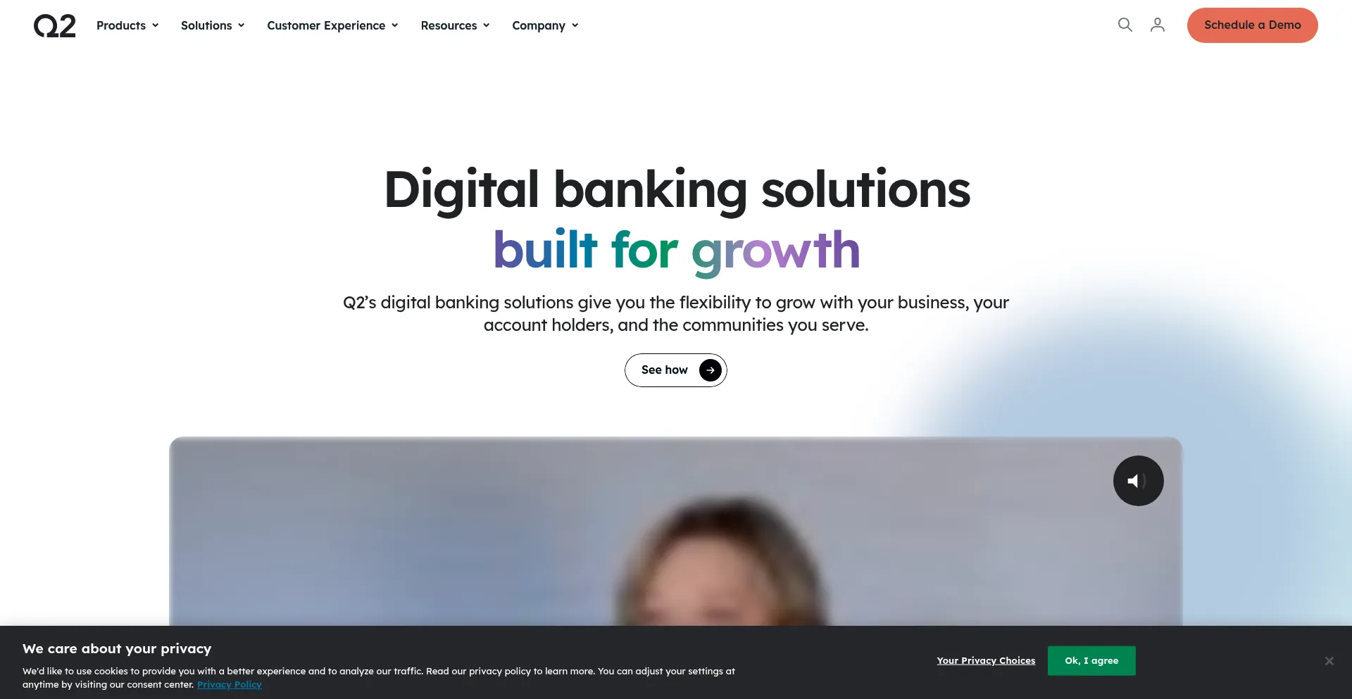 Website screenshot of Q2.com