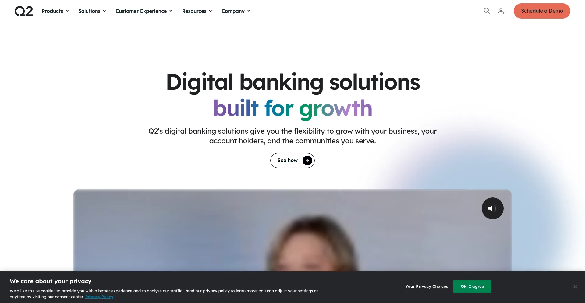 Website screenshot of Q2ebanking.com