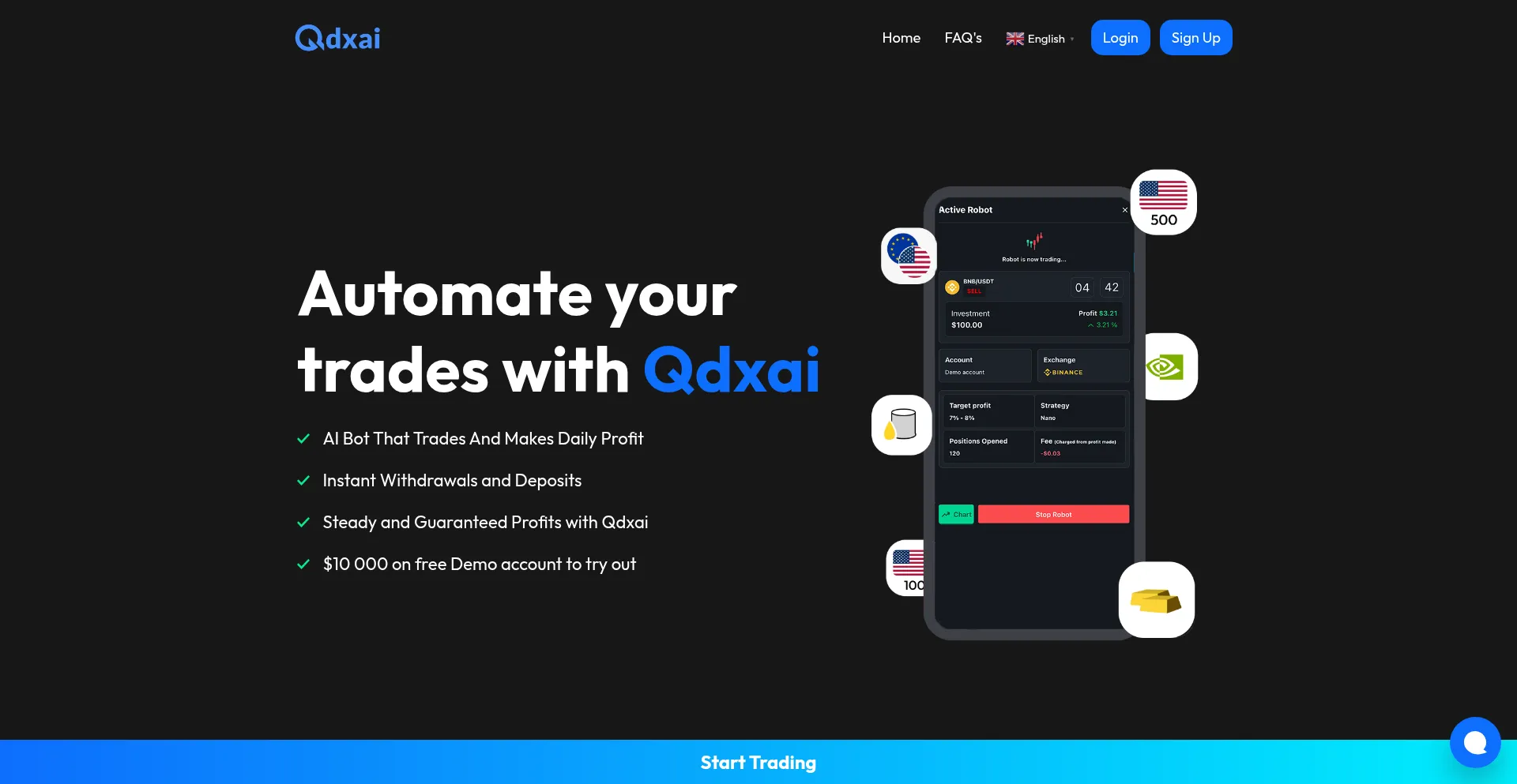 Website screenshot of Qdxai.com