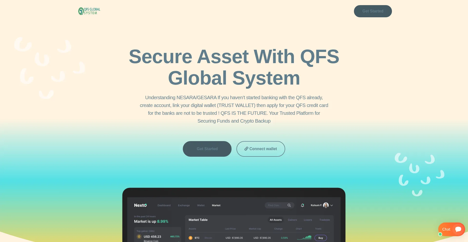 Website screenshot of Qfsglobalsystem.org