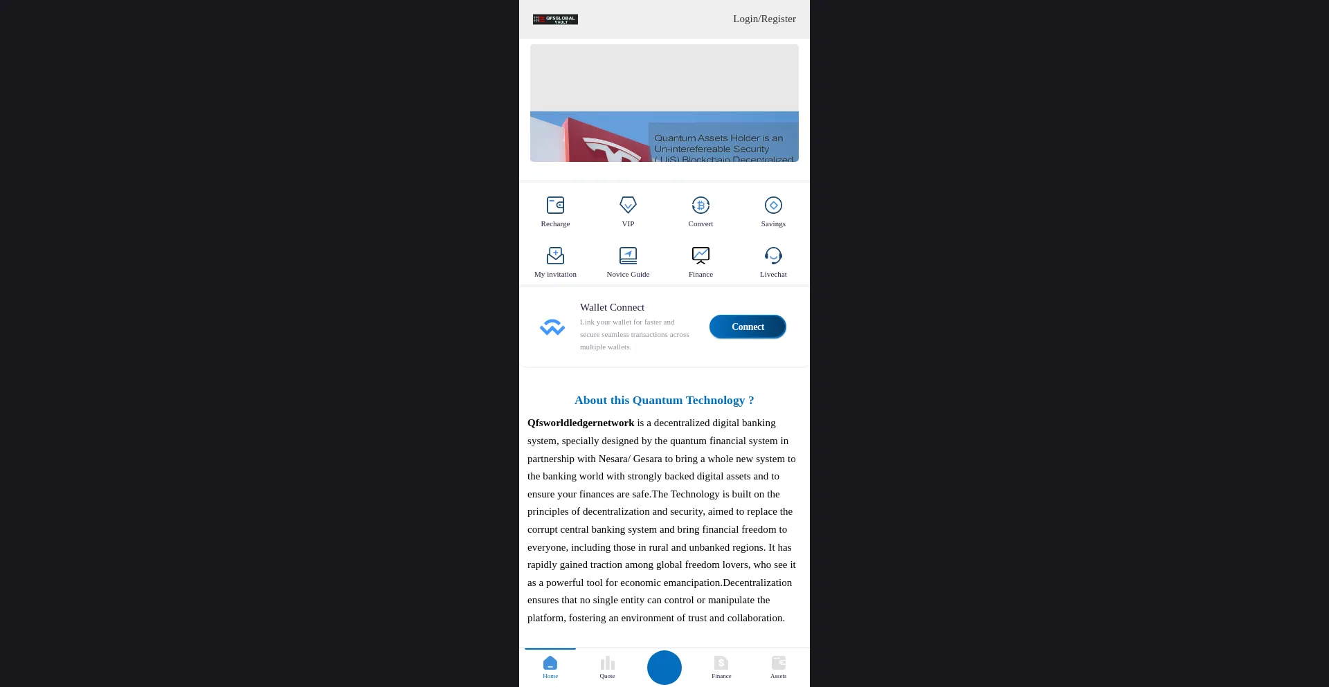 Website screenshot of Qfsworldledgernetwork.org
