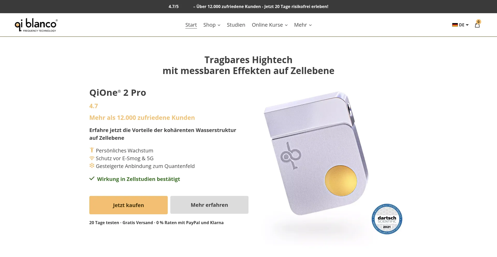 Website screenshot of Qiblanco.com