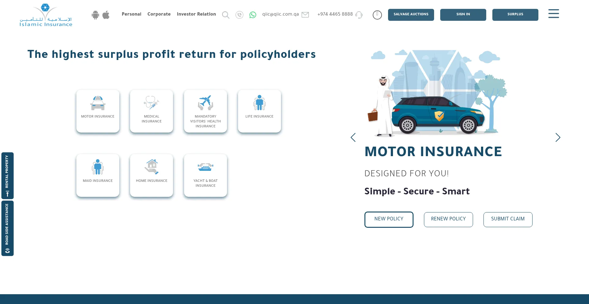 Website screenshot of Qiic.com.qa