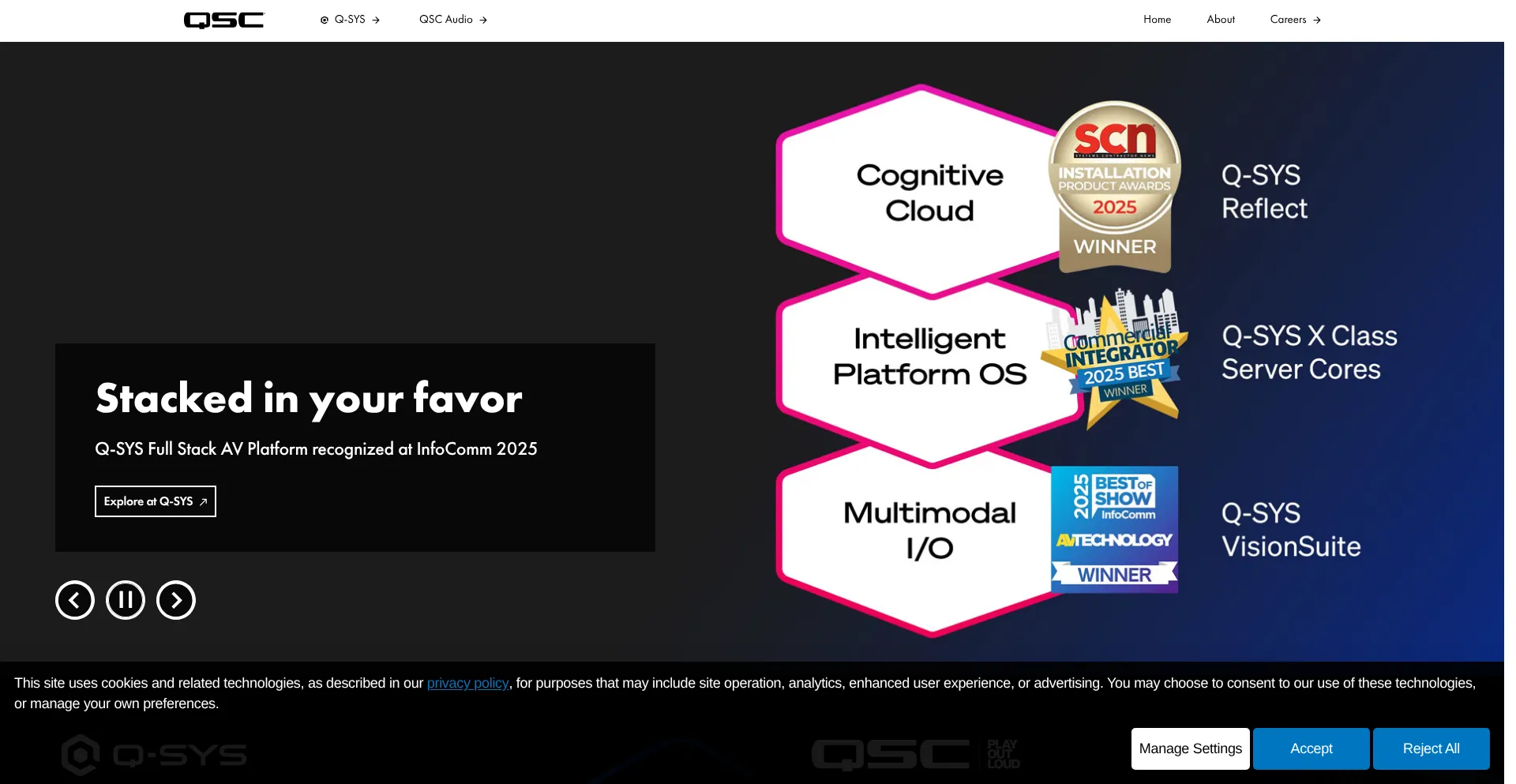 Website screenshot of Qsc.com