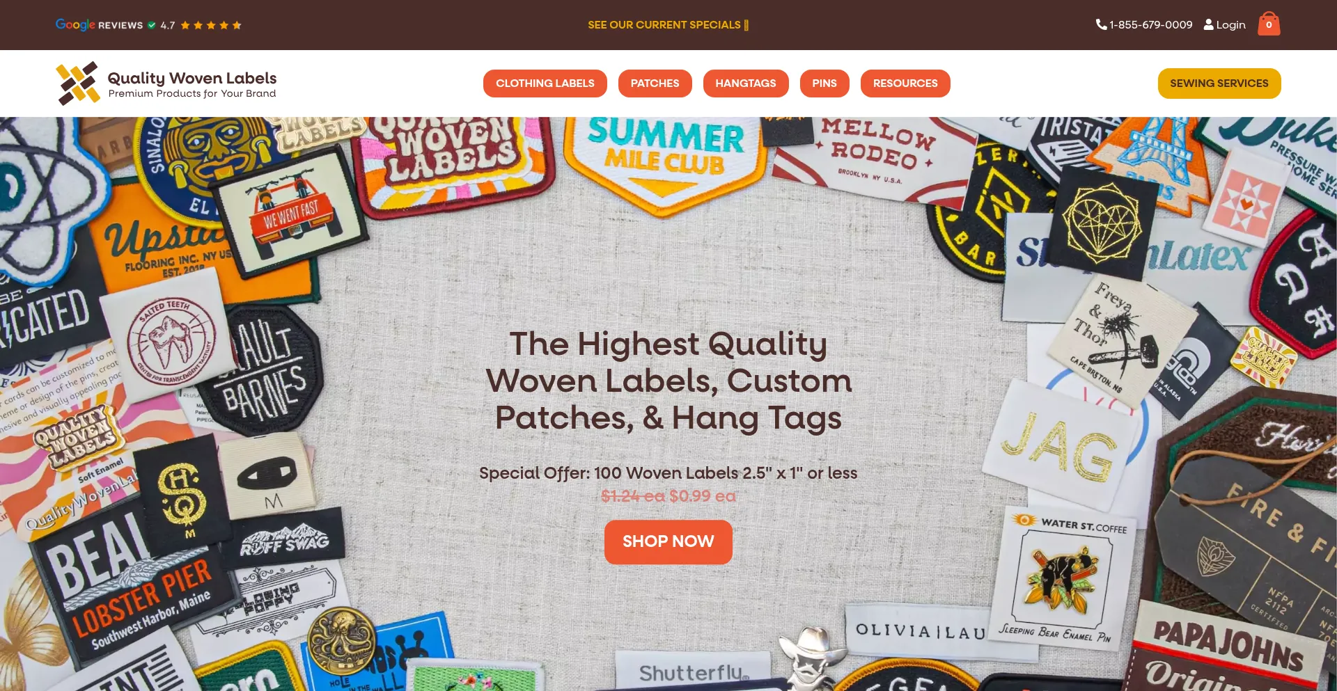 Website screenshot of Qualitywovenlabels.com