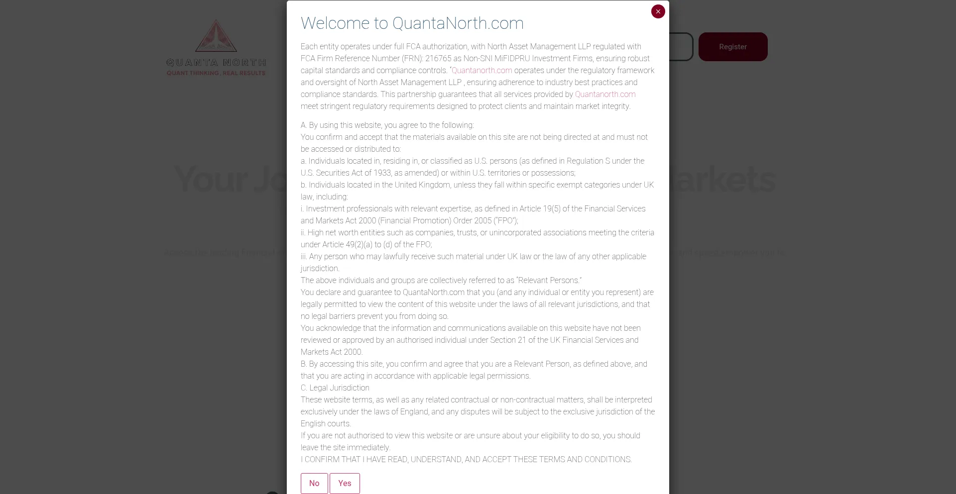 Website screenshot of Quantanorth.com
