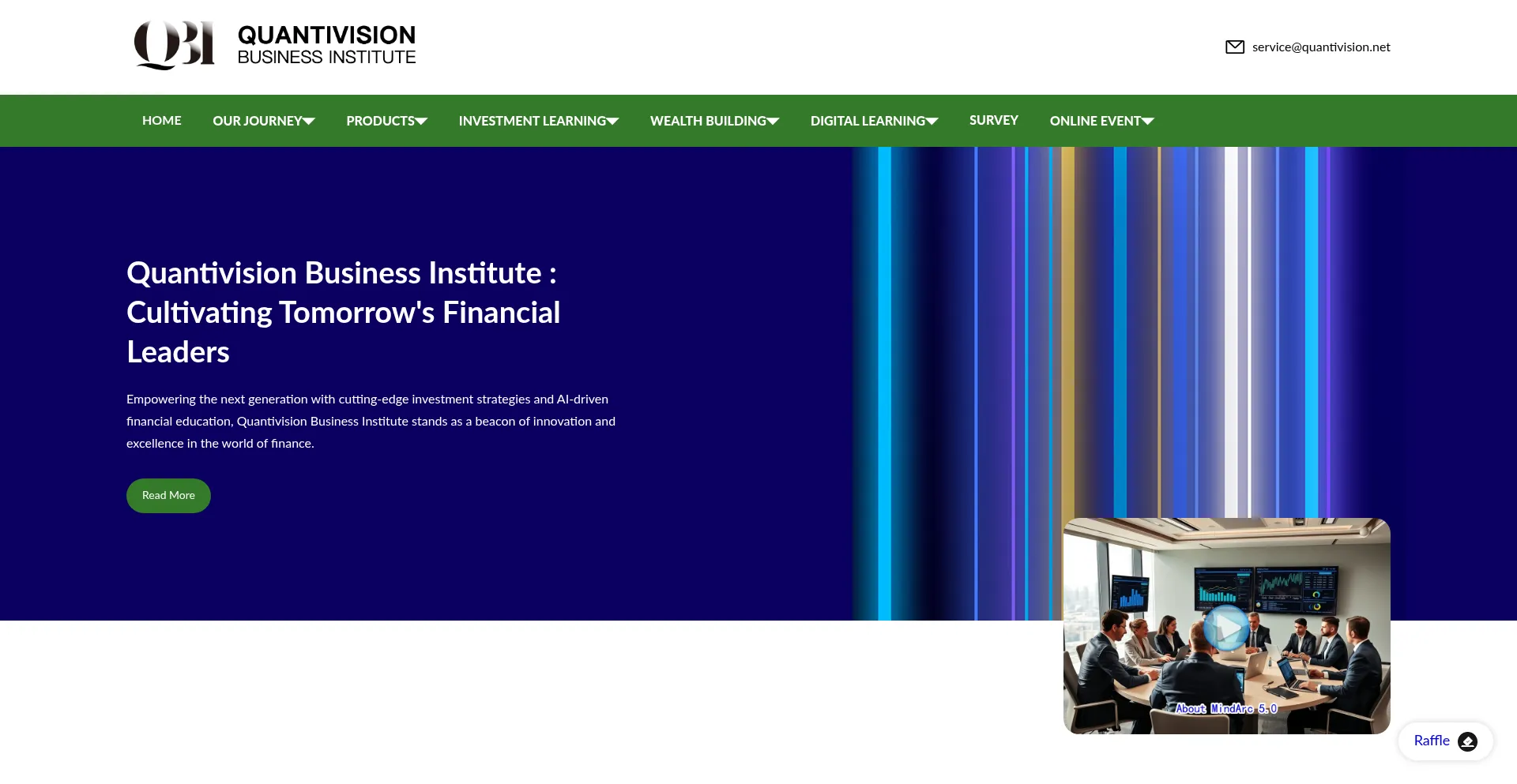 Website screenshot of Quantivisionbusinessinstitute.net