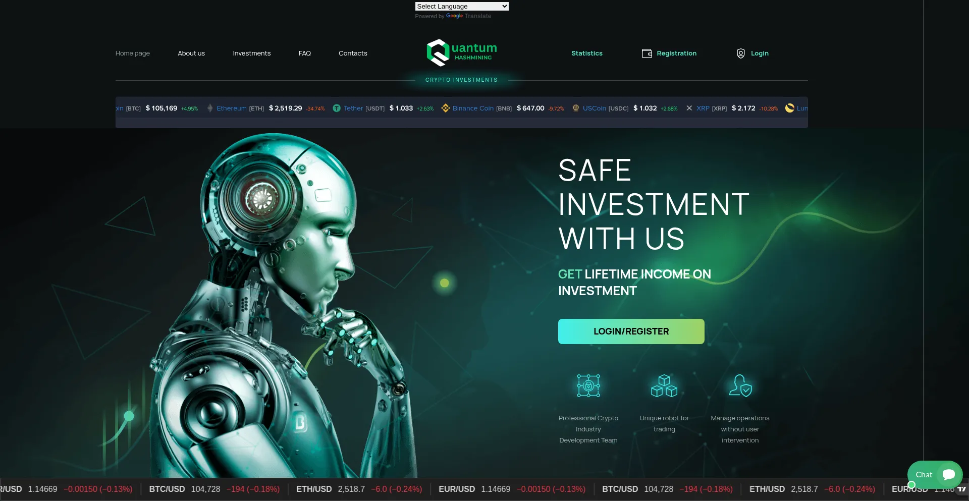 Website screenshot of Quantumhashmining.com
