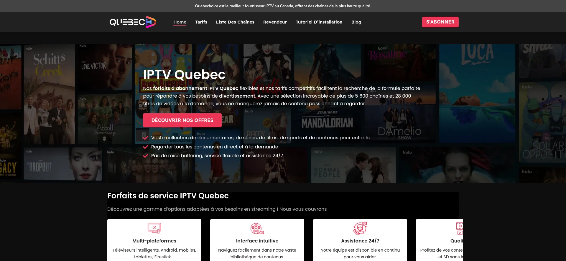 Website screenshot of Quebechd.ca