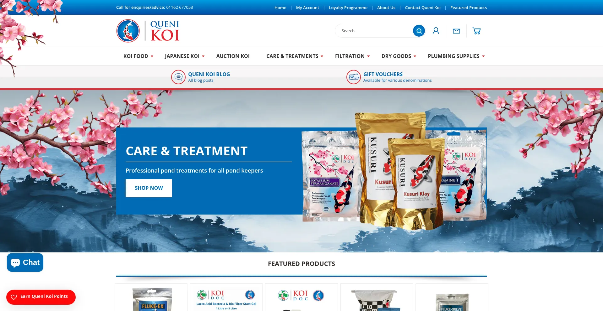 Website screenshot of Queni-koi.co.uk