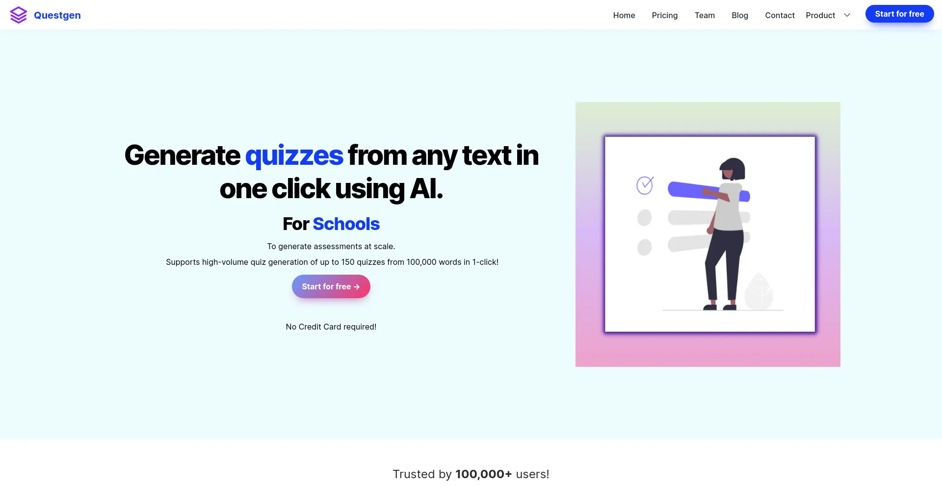 Website screenshot of Questgen.ai