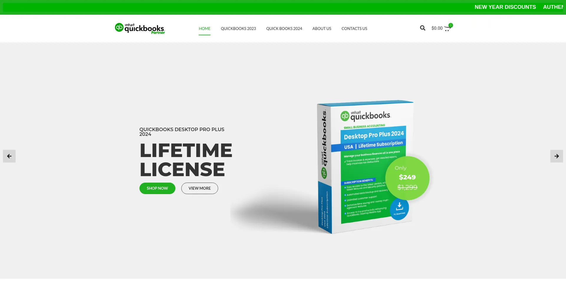 Website screenshot of Quickbookssales.com