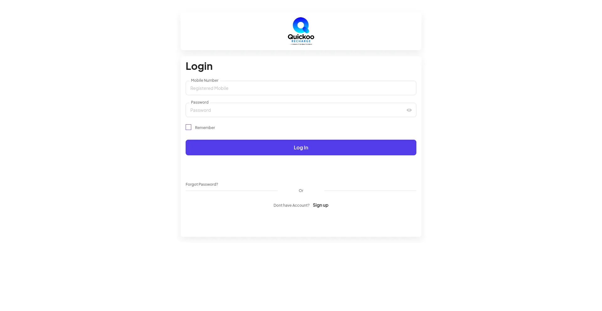 Website screenshot of Quickoorecharge.com