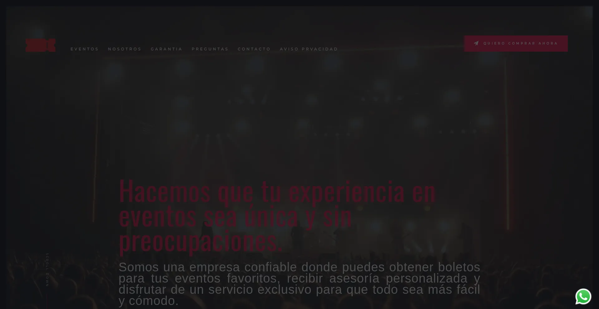 Website screenshot of Quieroboletos.com.mx