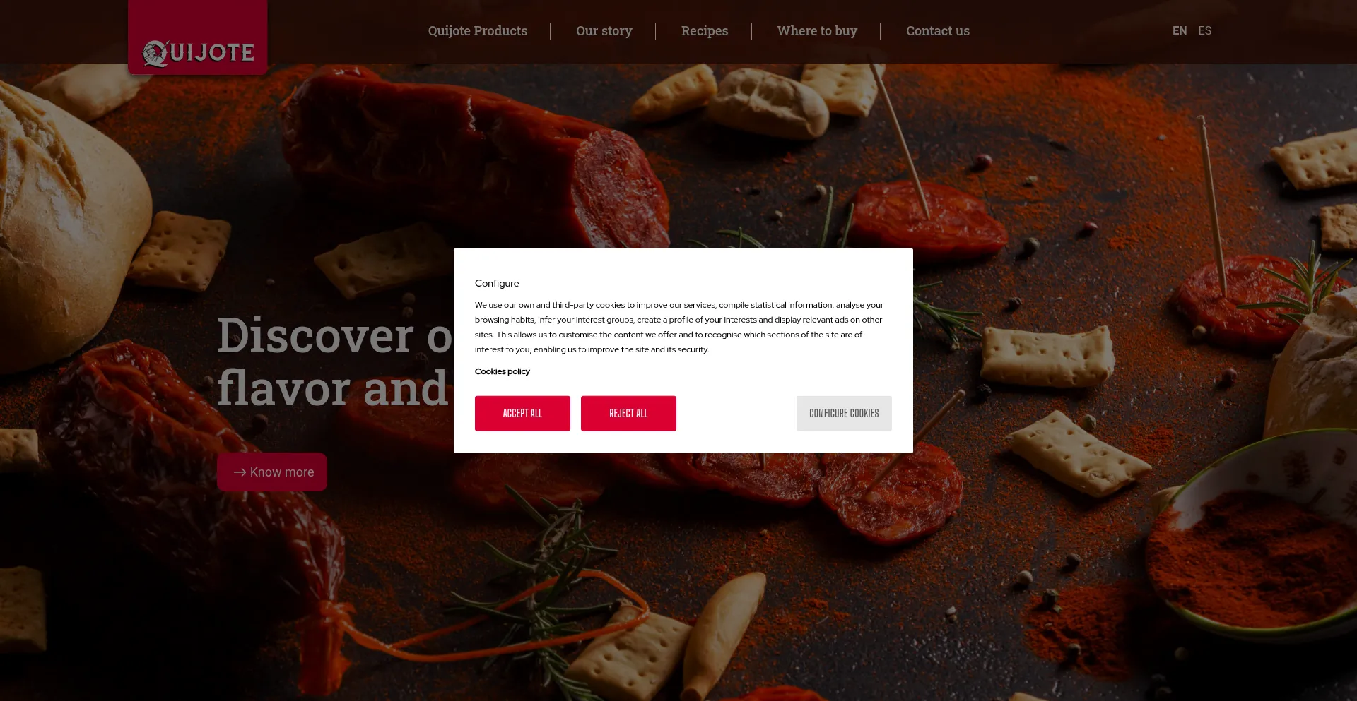 Website screenshot of Quijotefoods.com