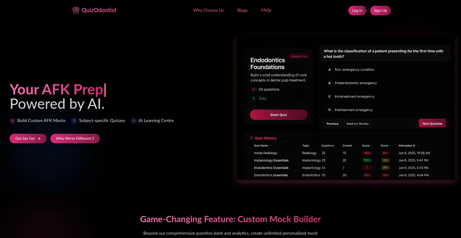 Website screenshot of Quizodontist.com