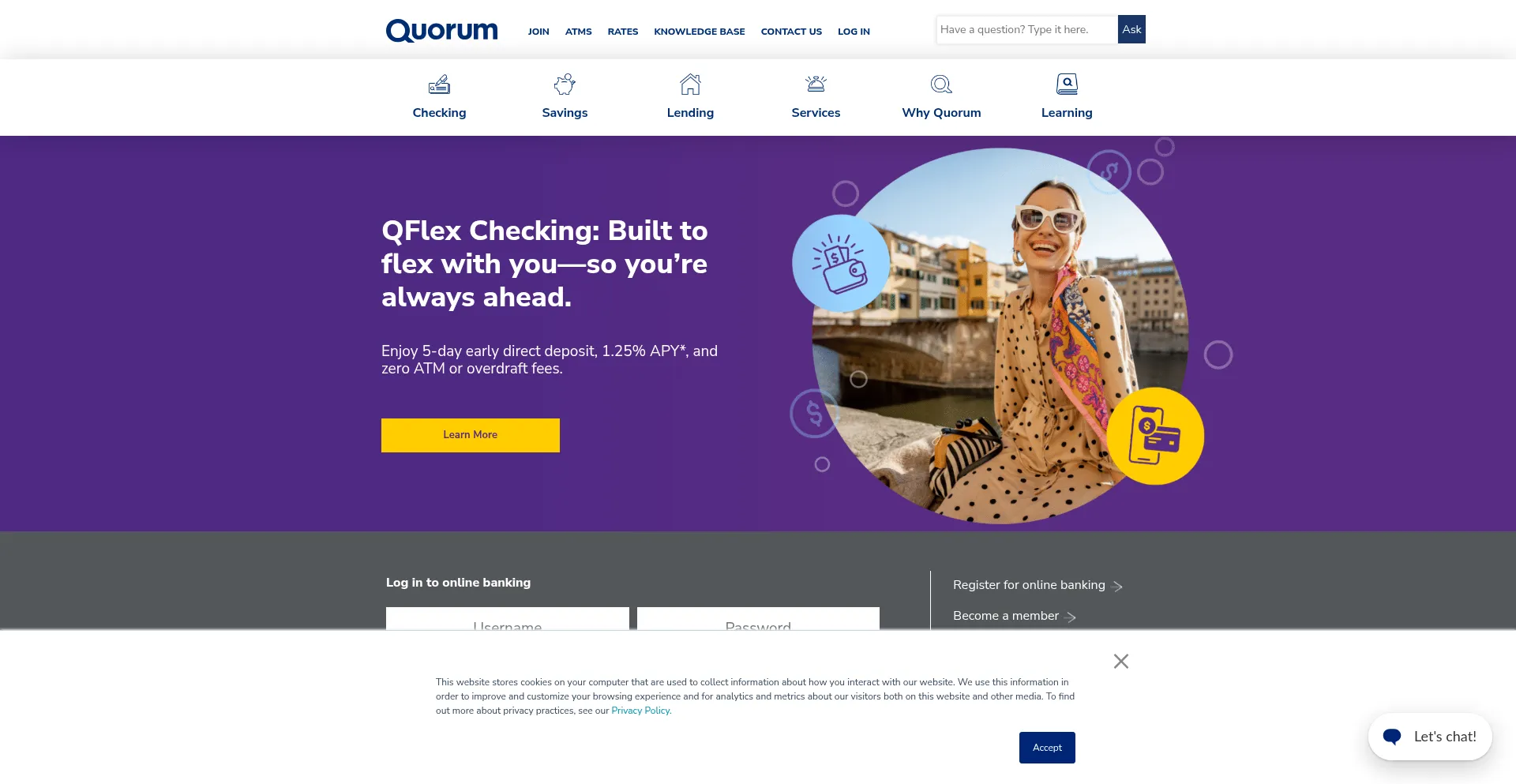 Website screenshot of Quorumfcu.org