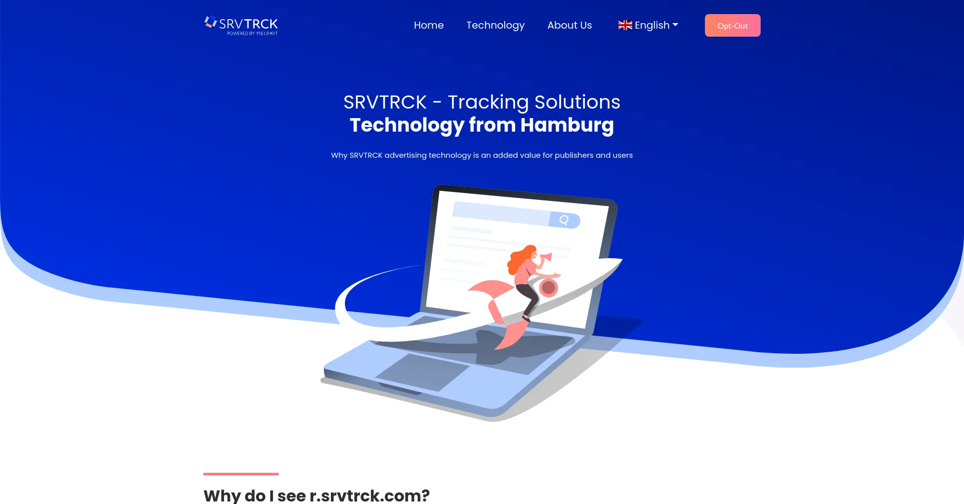 Website screenshot of R.srvtrck.com