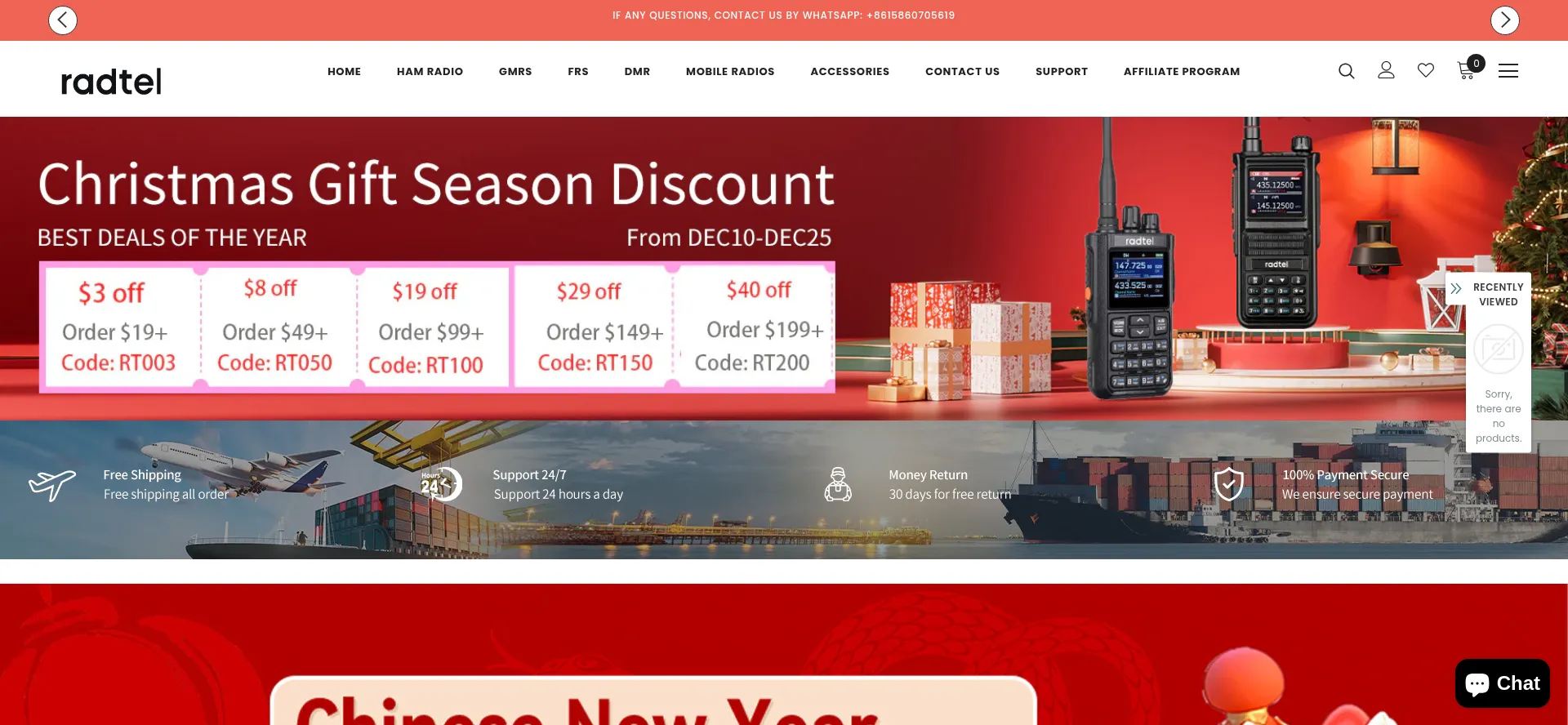 Website screenshot of Radtels.com