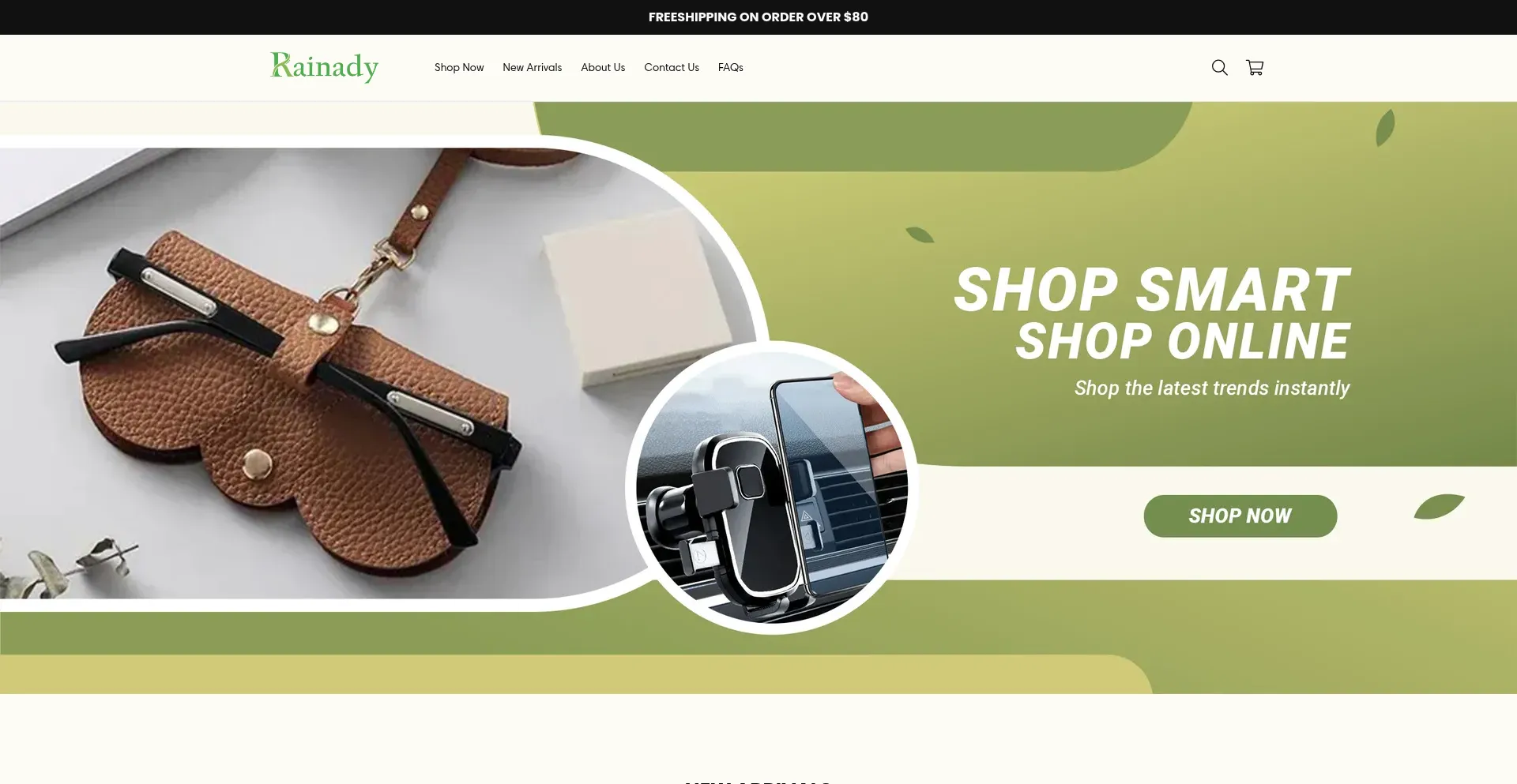 Website screenshot of Rainady.com