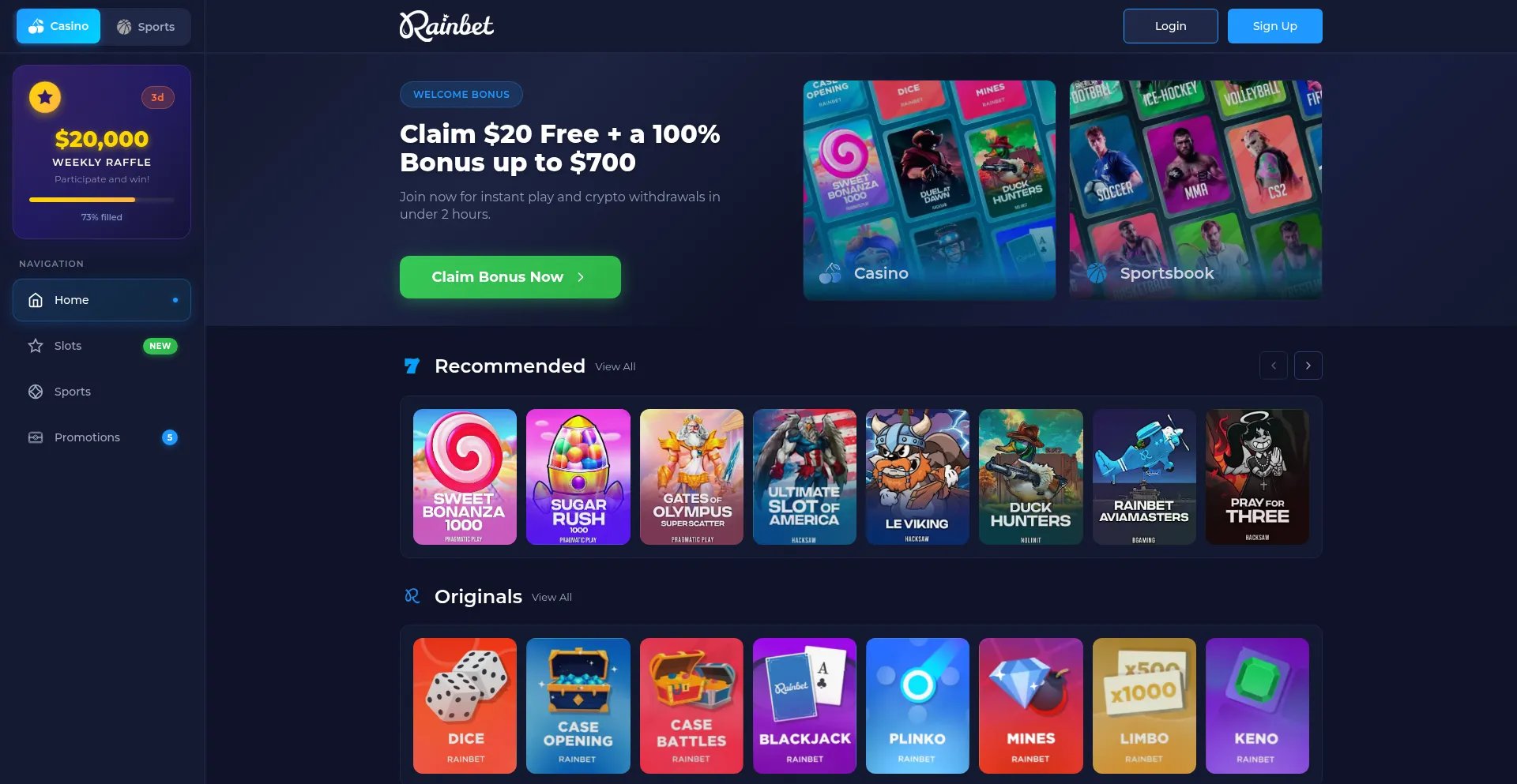 Website screenshot of Rainbet-australia.org