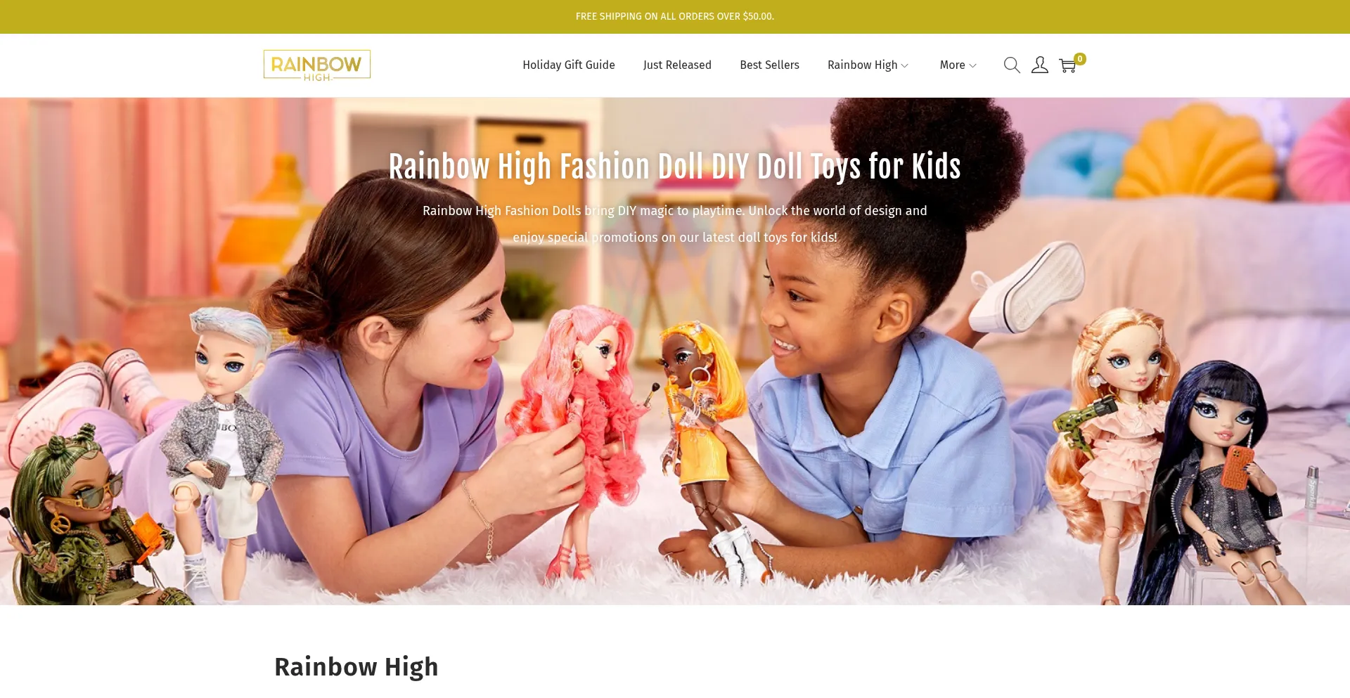 Website screenshot of Rainbowhighdoll.com