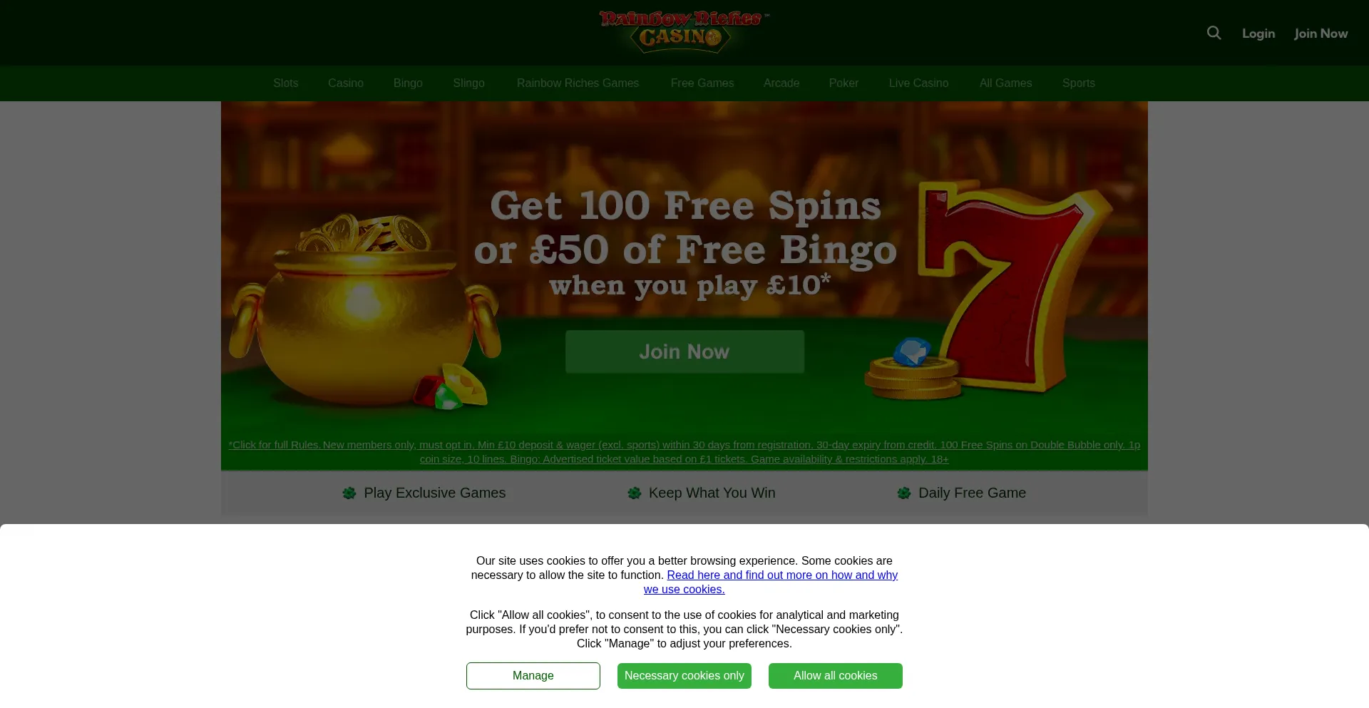 Rainbowrichescasino.com Screenshot