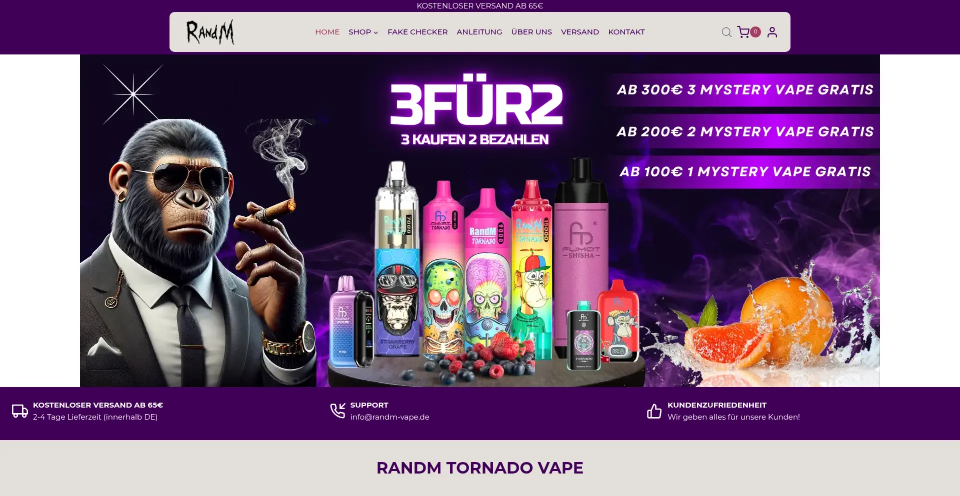 Website screenshot of Randm-vape.de