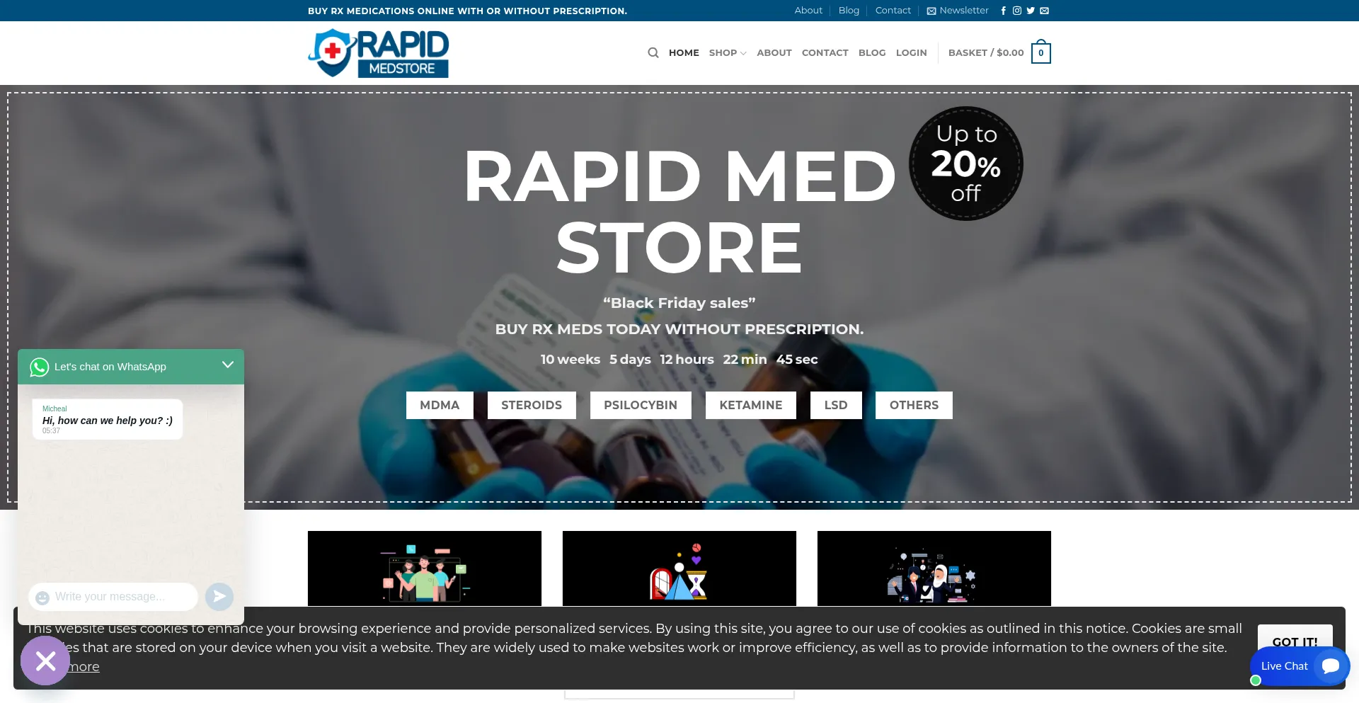 Website screenshot of Rapidmedstore.com