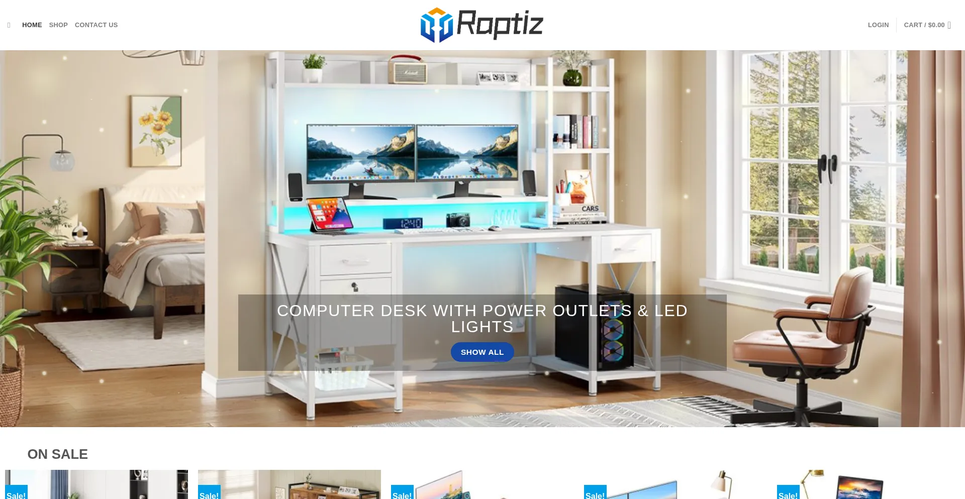 Website screenshot of Raptiz.com