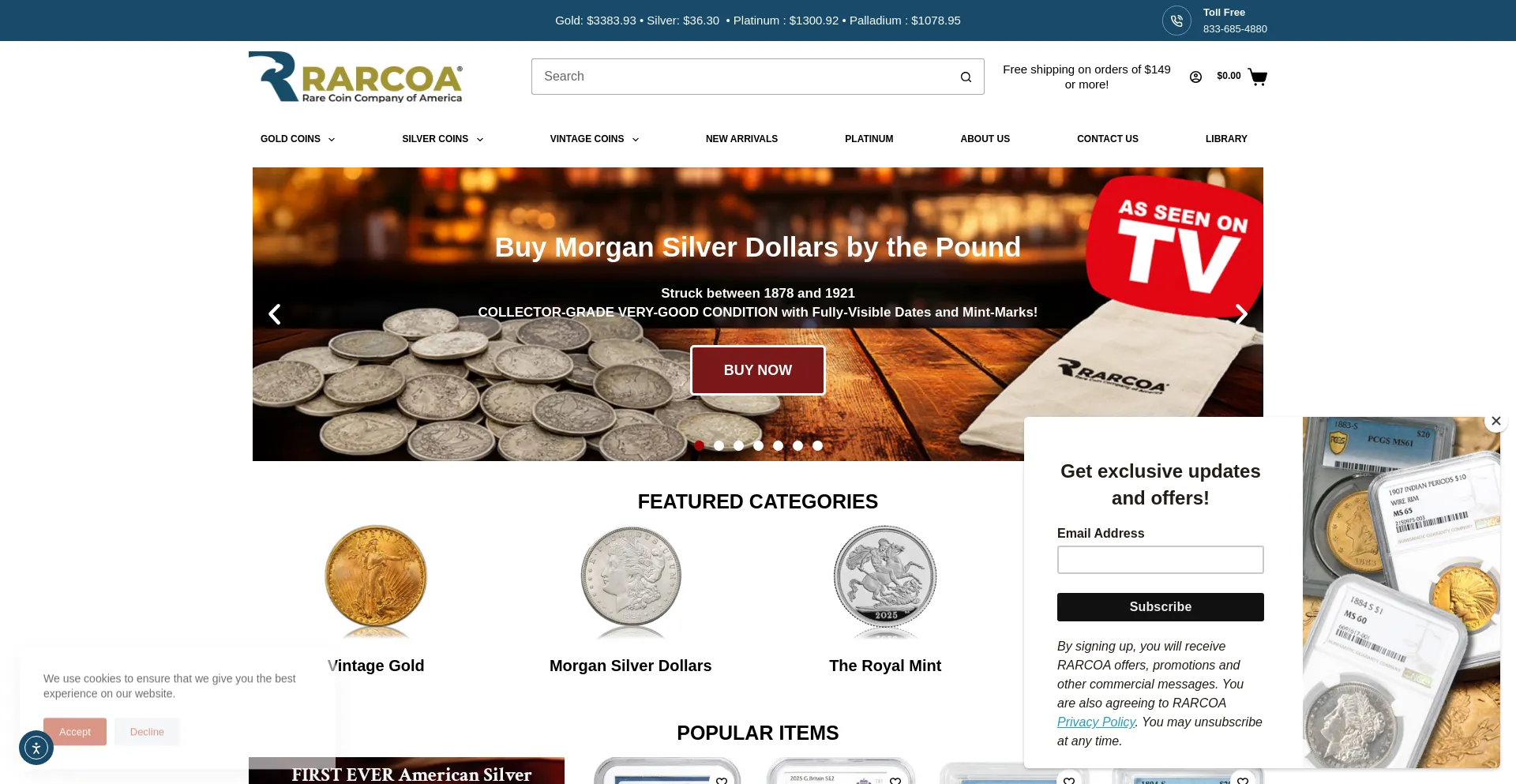 Website screenshot of Rarcoa.com