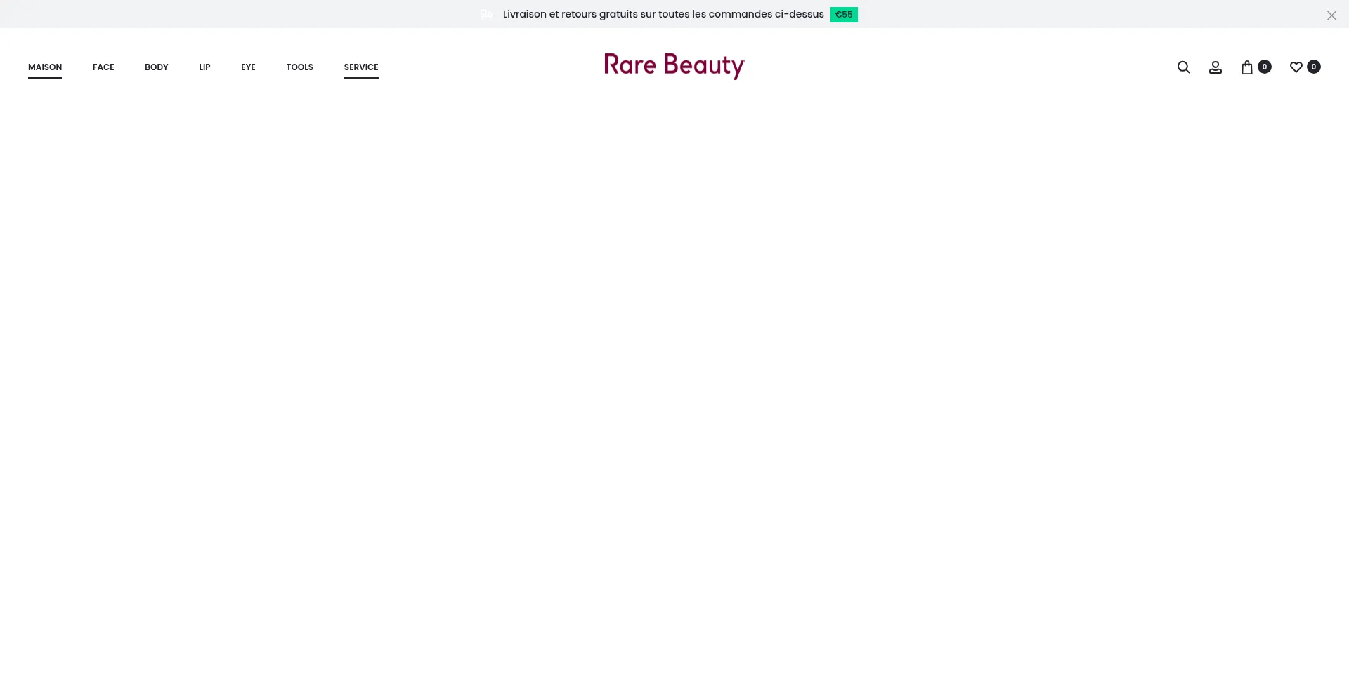Website screenshot of Rare-beauty.fr